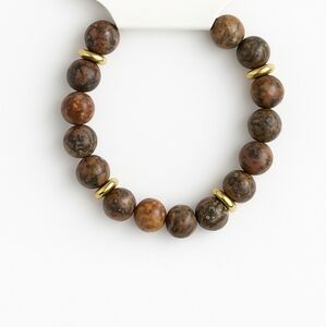 Made By Adelaide Leopard Jasper Beaded Bracelet New‎